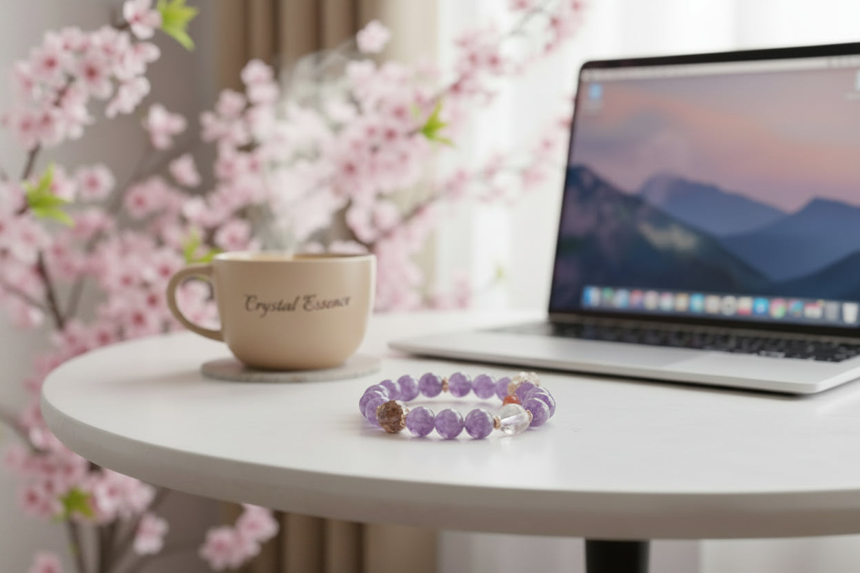 Amethyst & Titanium Energy Bracelet