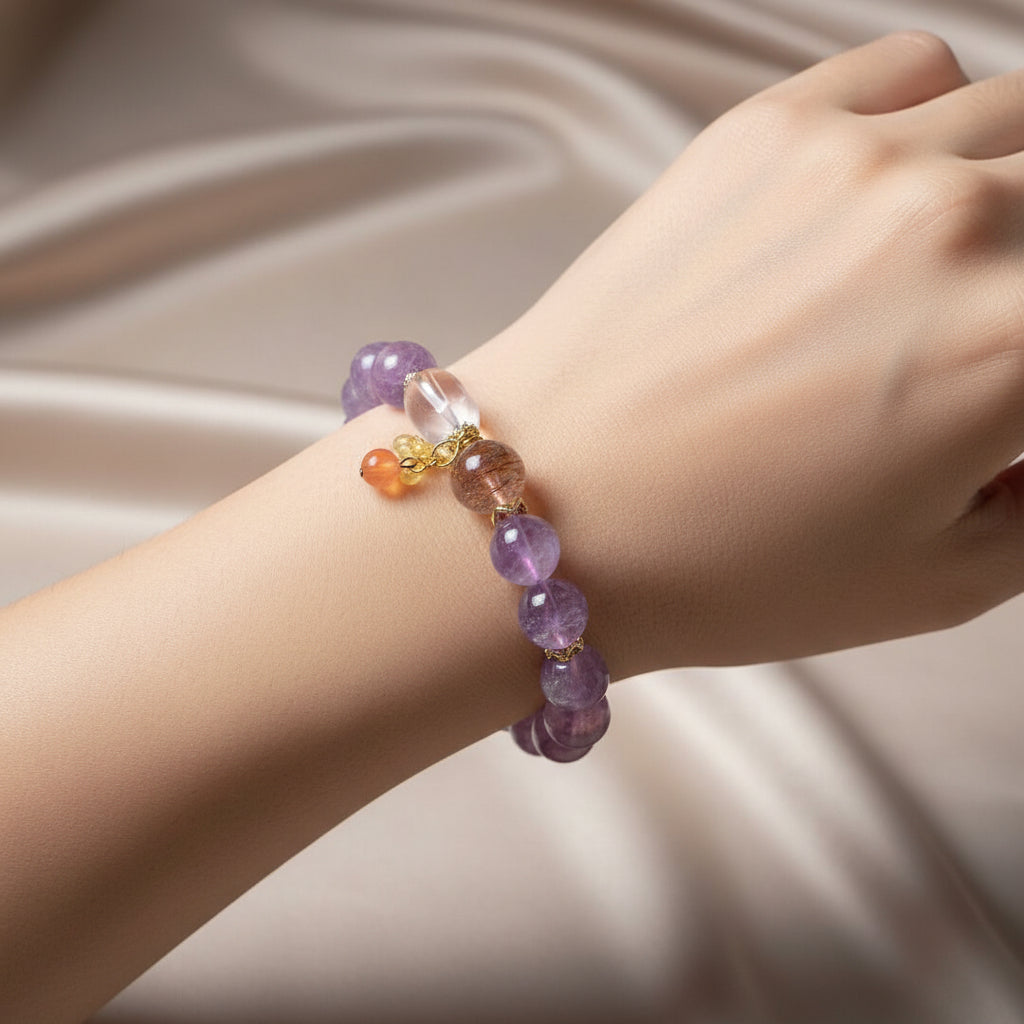 Amethyst & Titanium Energy Bracelet