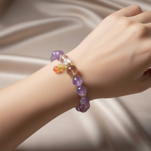 Amethyst & Titanium Energy Bracelet