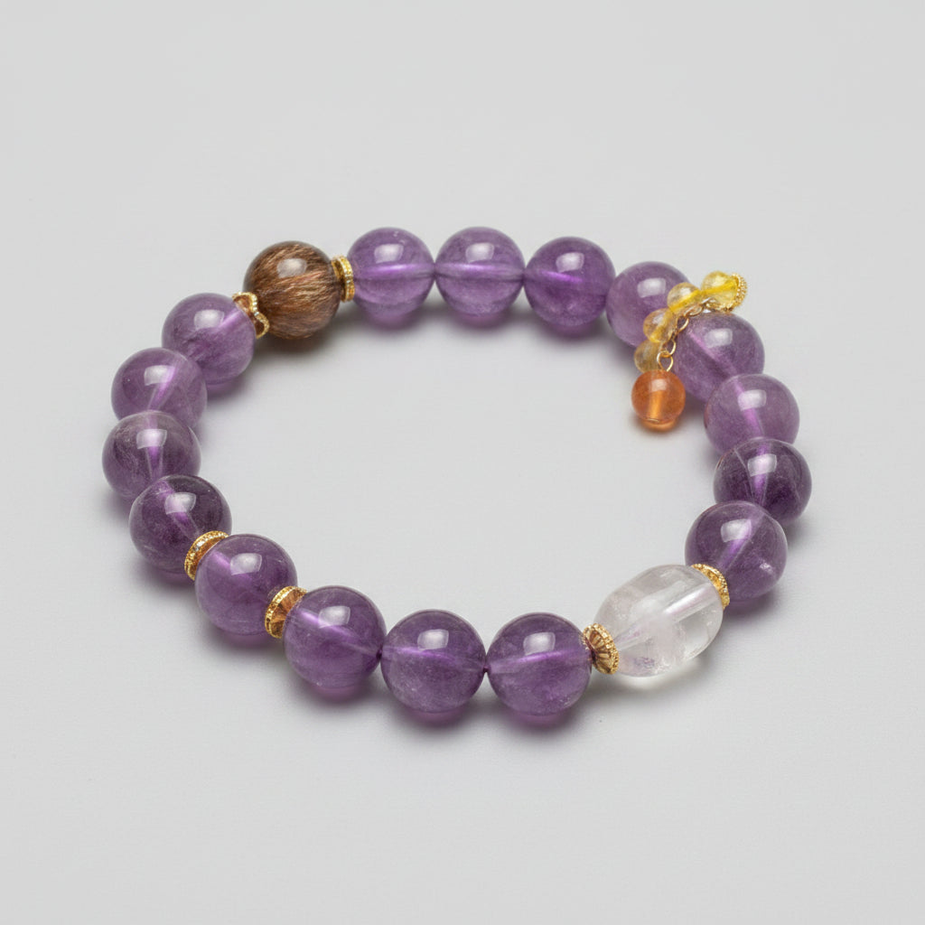 Amethyst & Titanium Energy Bracelet