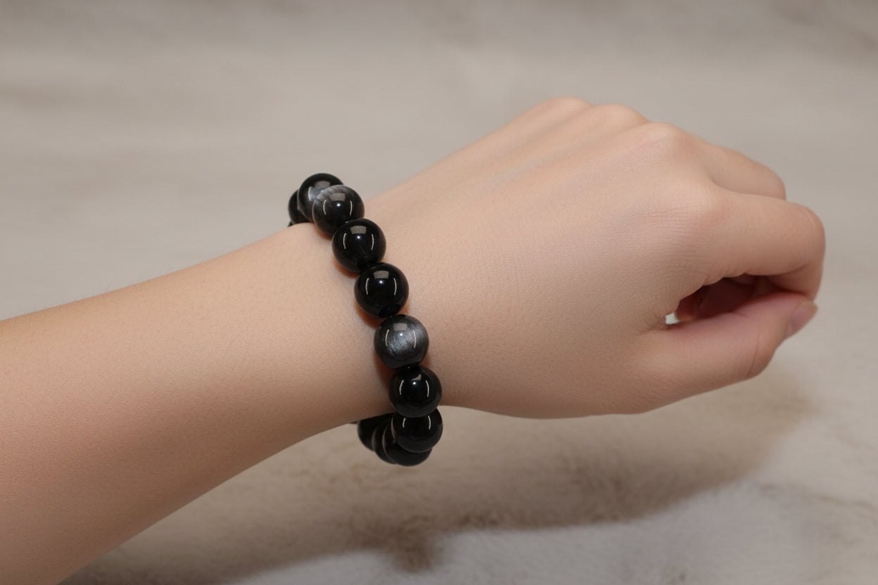Silver Obsidian Elegance Bracelet (18mm)