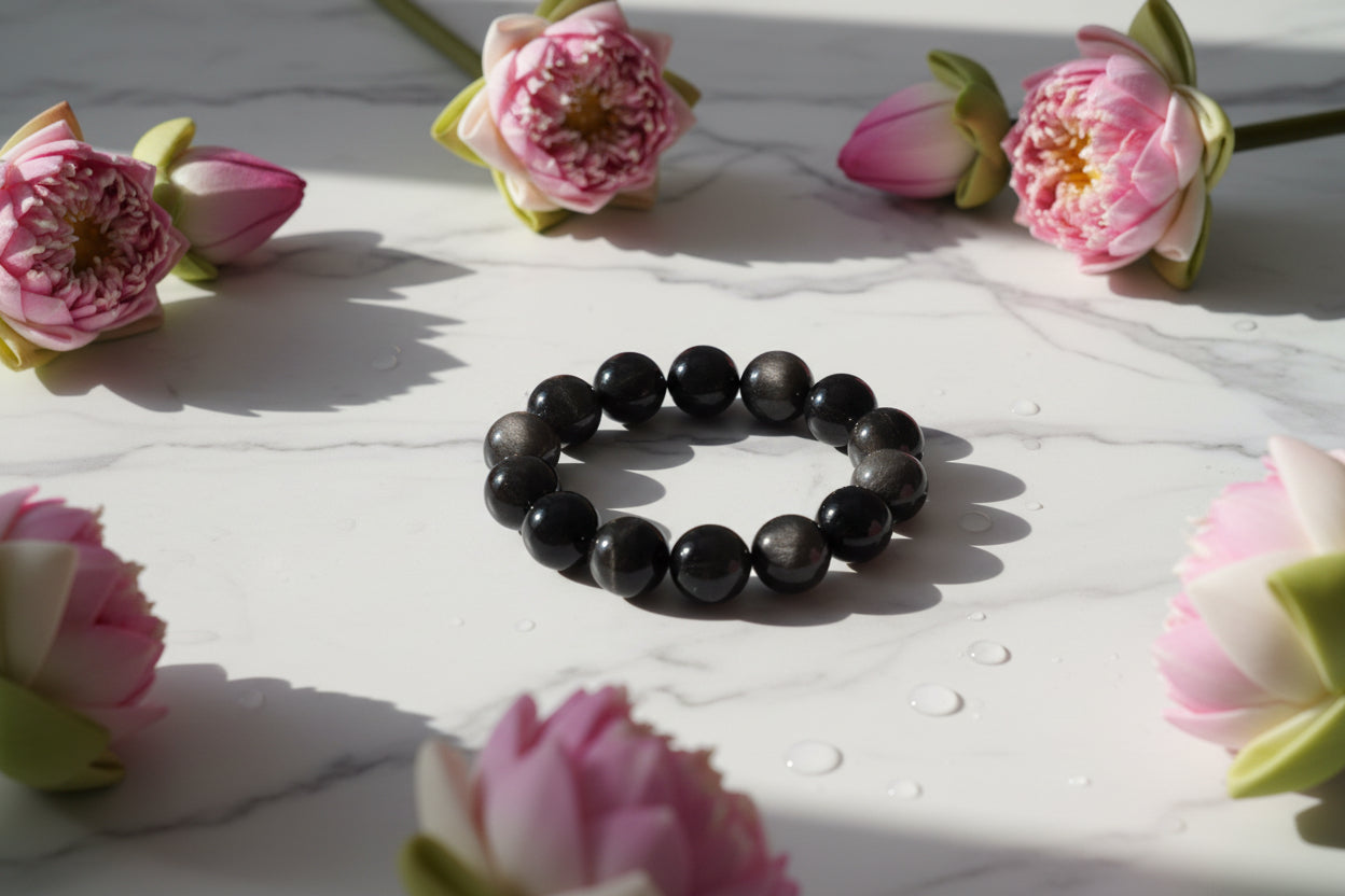 Silver Obsidian Elegance Bracelet (18mm)