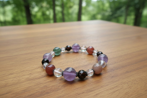 Blue Agate Serenity Bracelet with Smoky Quartz & Amethyst