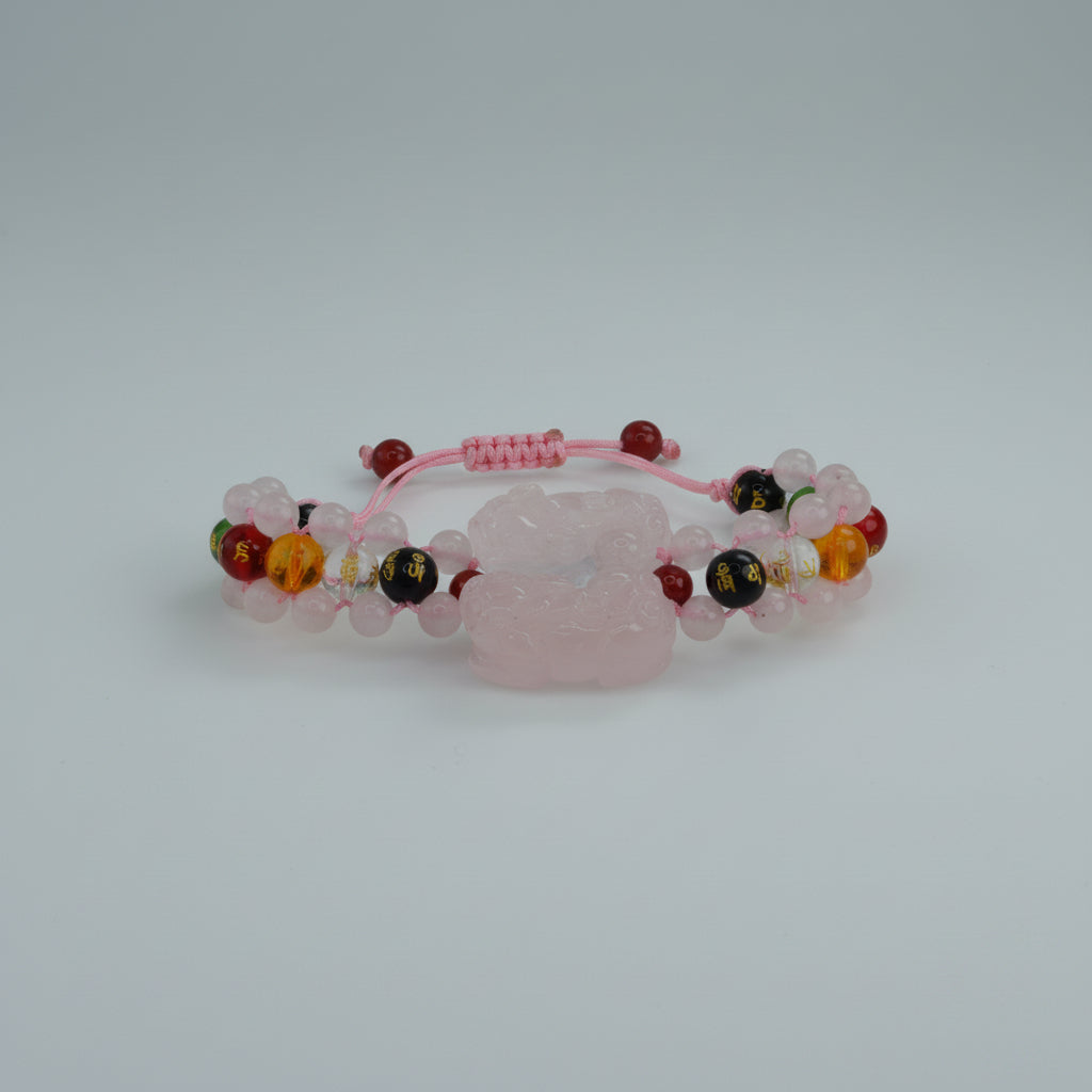 Double Pixiu Rose Quartz Bracelet