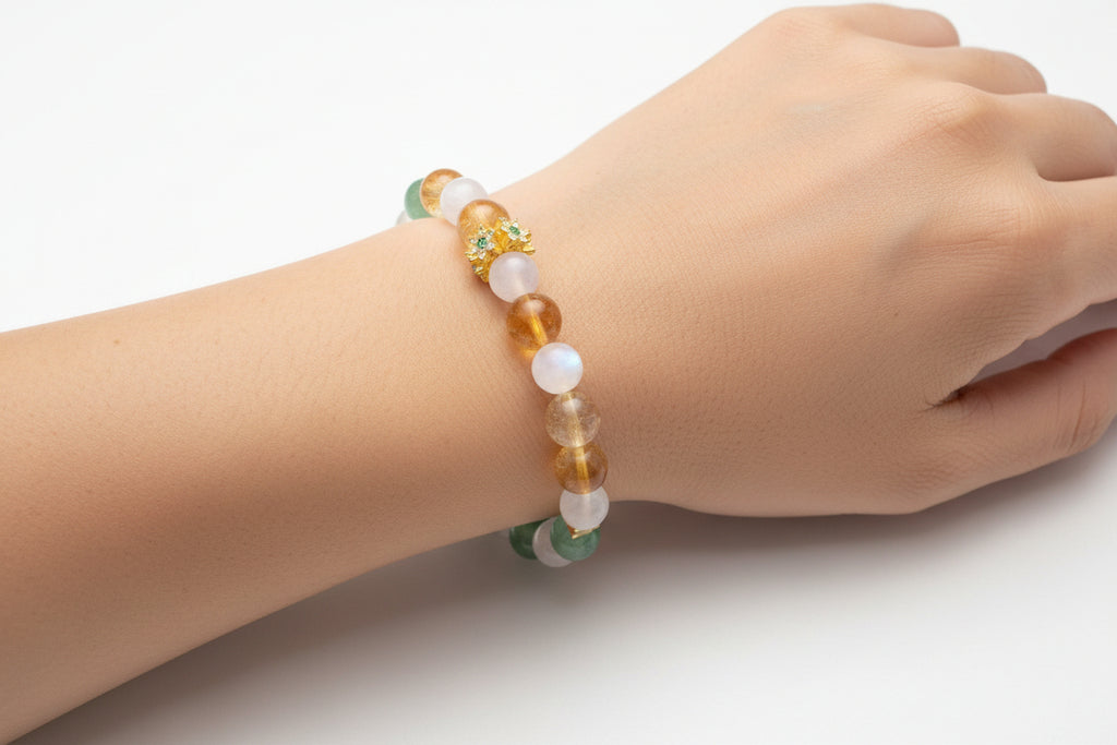 Crystal moonstone strawberry essence bracelet