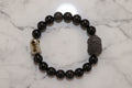 Silver Obsidian Dragon Turtle Bracelet
