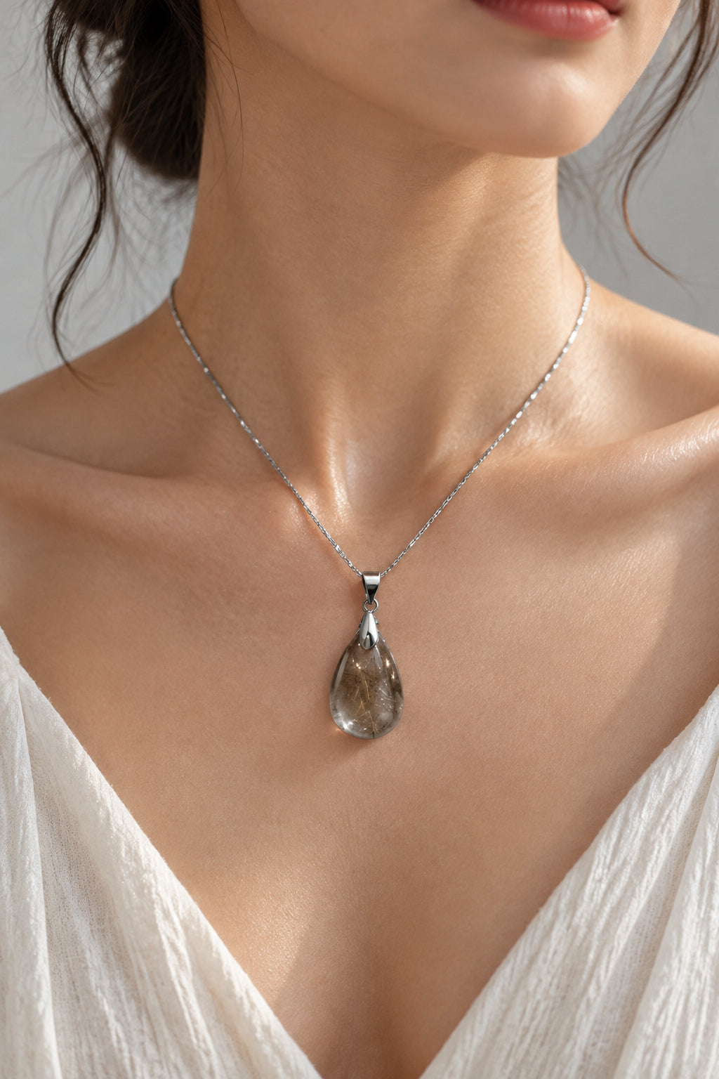 Titanium Crystal Necklace (Water Drop)