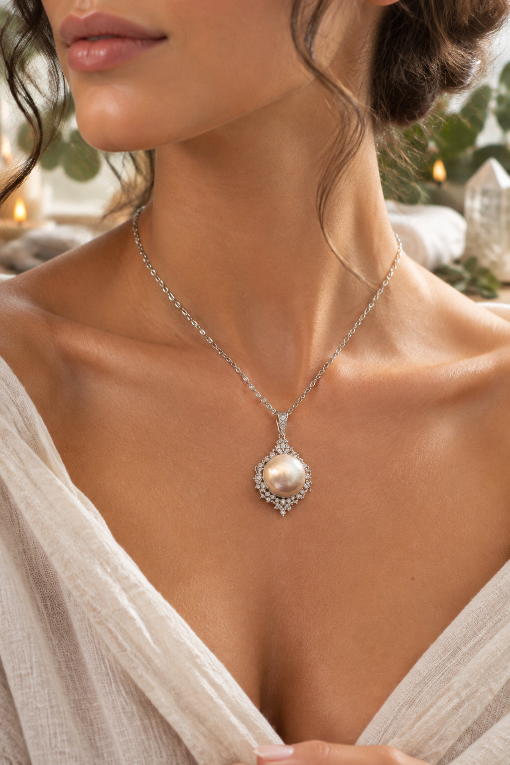 Natural Pearl Necklace (Light Orange)