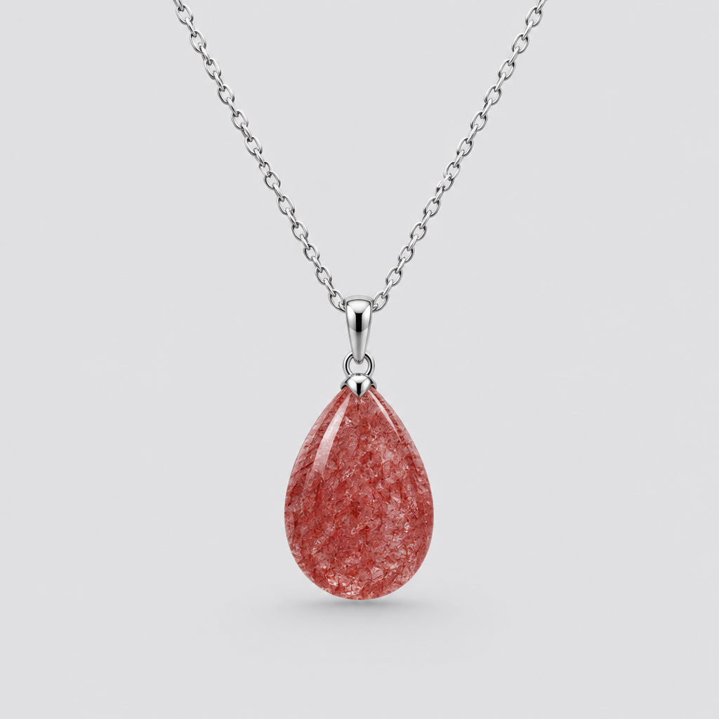 Teardrop Strawberry Crystal Necklace
