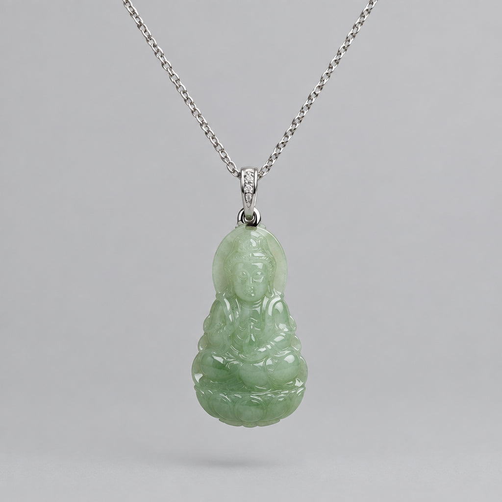 Natural Burmese Jade Necklace (Kuan Yin)