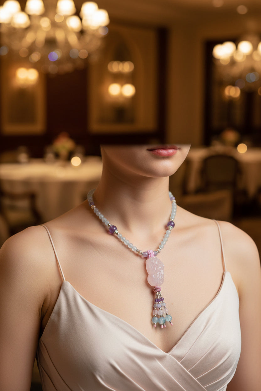 Rose Quartz Pixiu Necklace