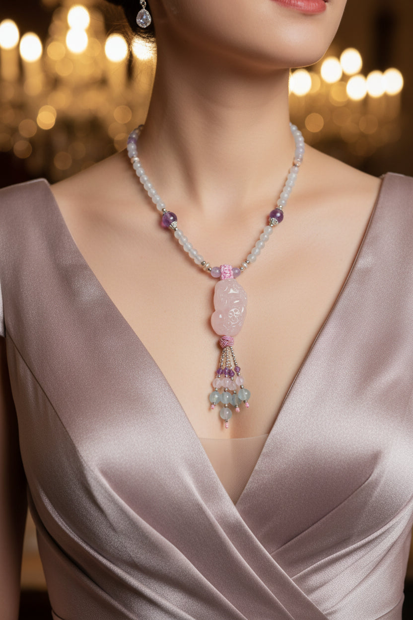 Rose Quartz Pixiu Necklace
