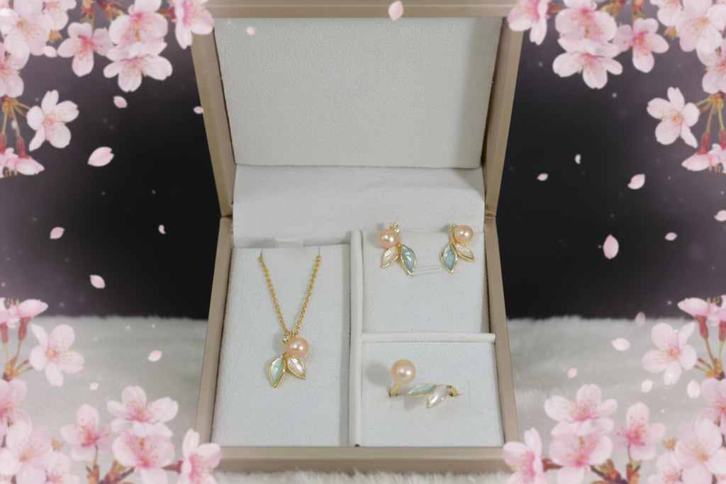 Luminous Leaf Pearl Jewelry Set