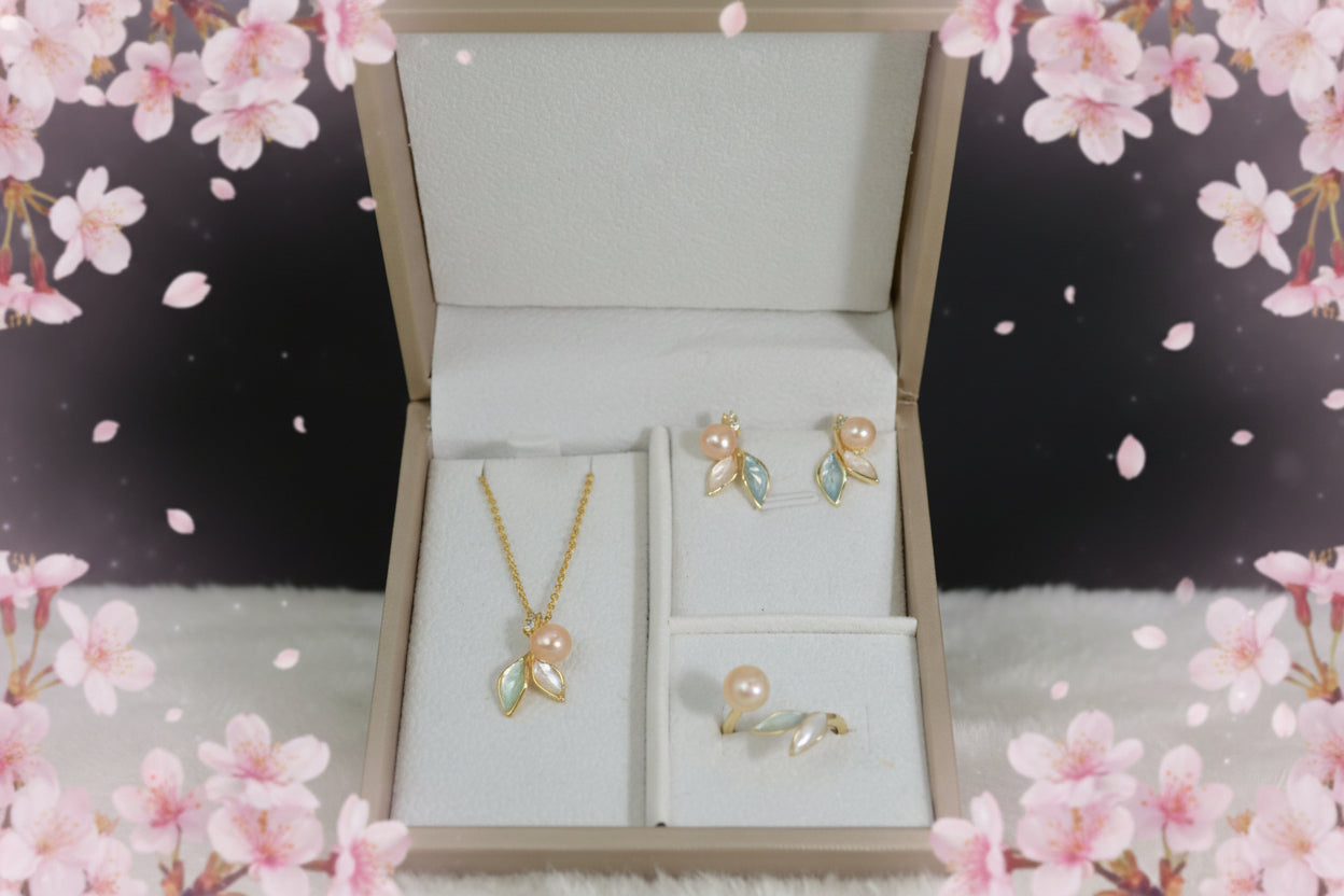 Luminous Leaf Pearl Jewelry Set