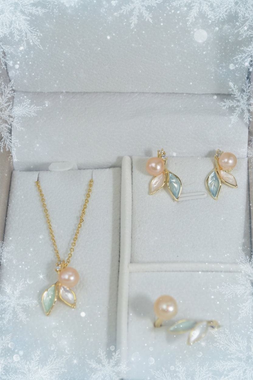 Luminous Leaf Pearl Jewelry Set