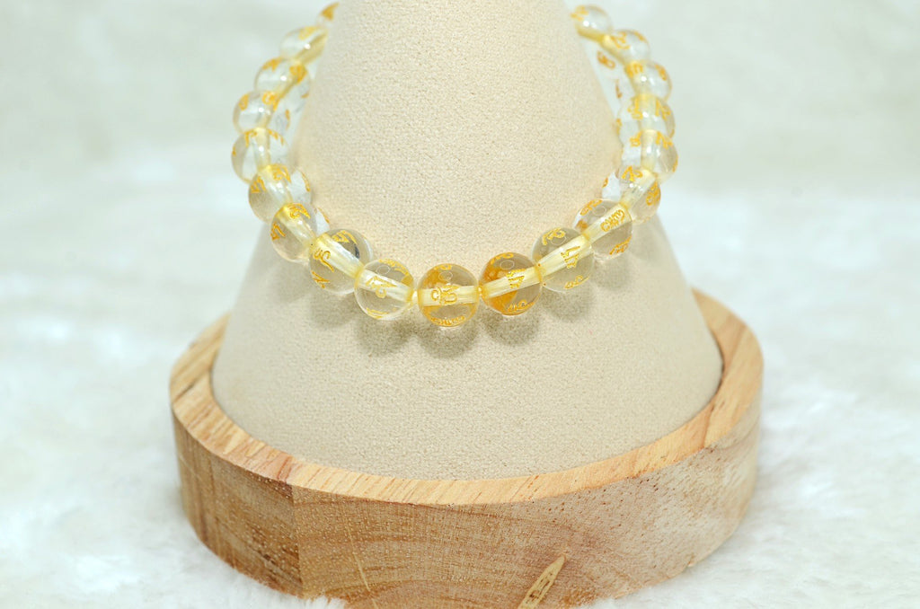 Six-Syllable Mantra White Crystal Bracelet
