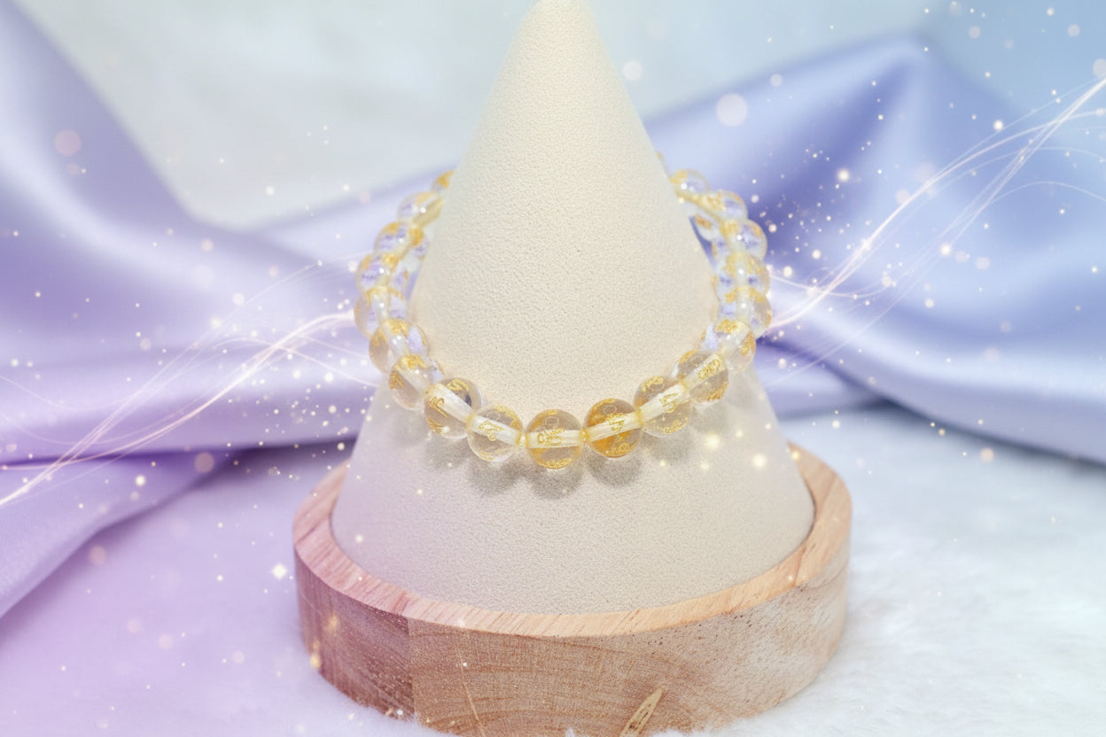 Six-Syllable Mantra White Crystal Bracelet