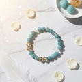 Aquamarine, Citrine and Clear Quartz Bracelet