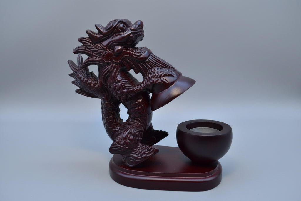 Hand-Carved Wooden Dragon Incense Burner