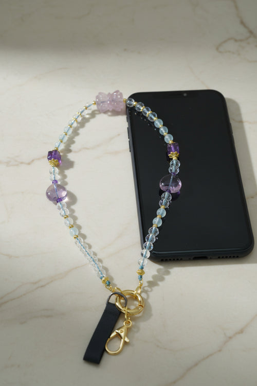 Amethyst and Aquamarine Mobile Phone Bracelet