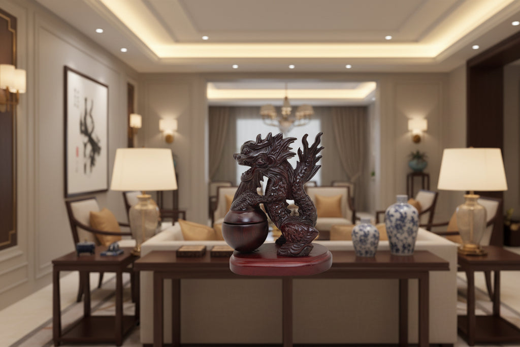 Hand-Carved Wooden Dragon Incense Burner