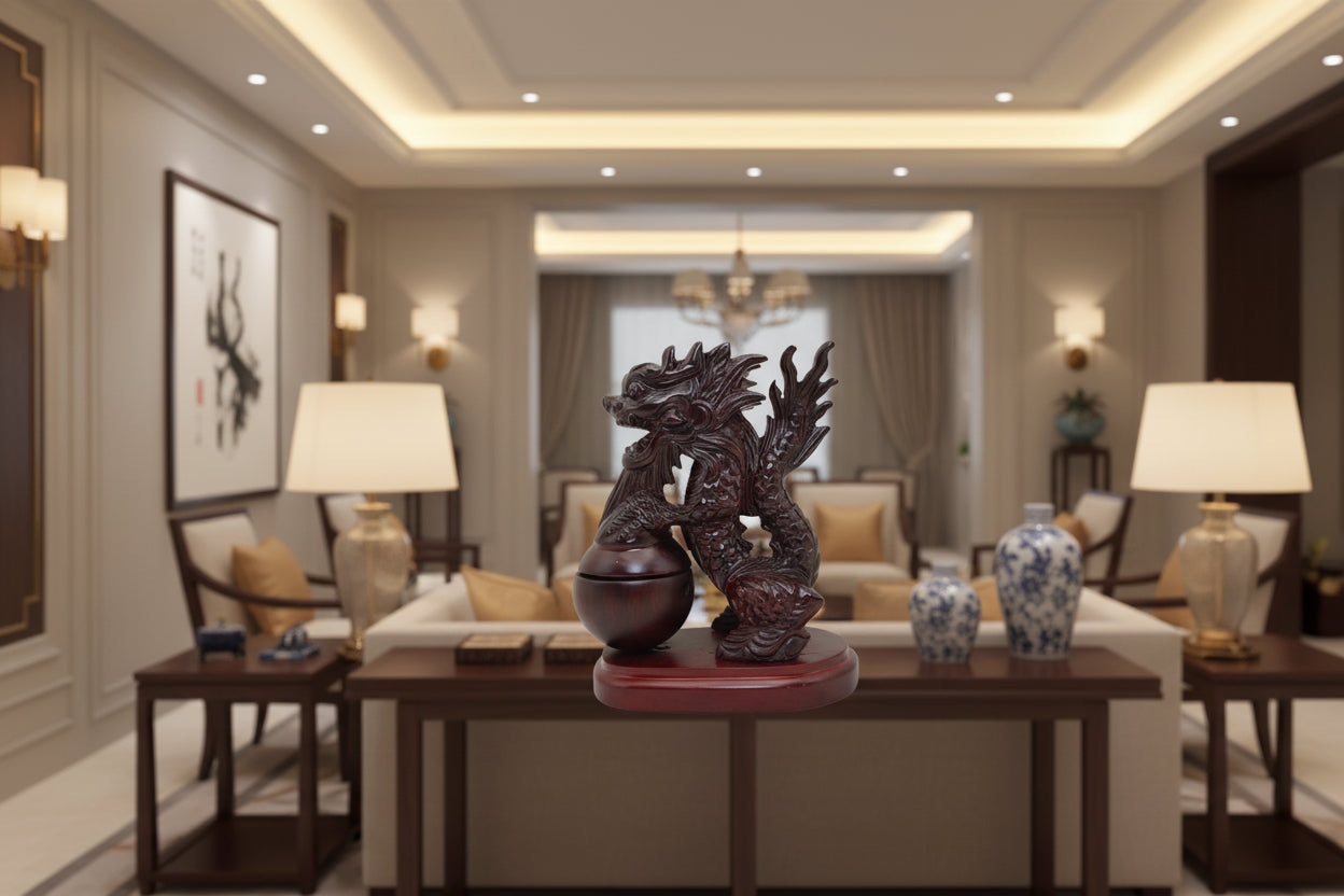 Hand-Carved Wooden Dragon Incense Burner