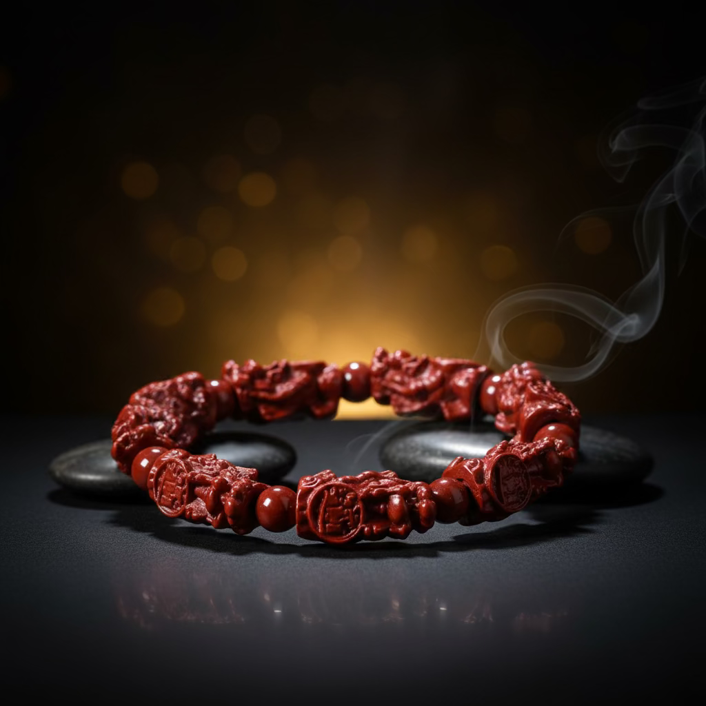 Dragon Turtle Cinnabar Bracelet