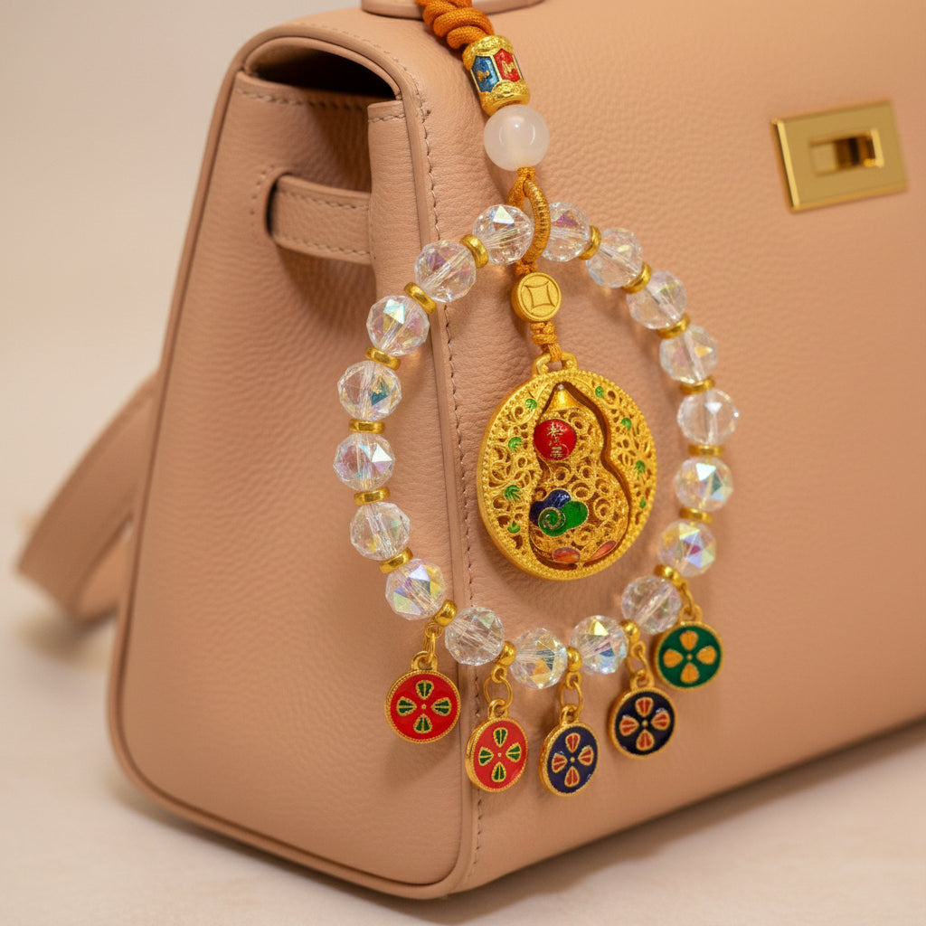 Golden Gourd Enamel Charm