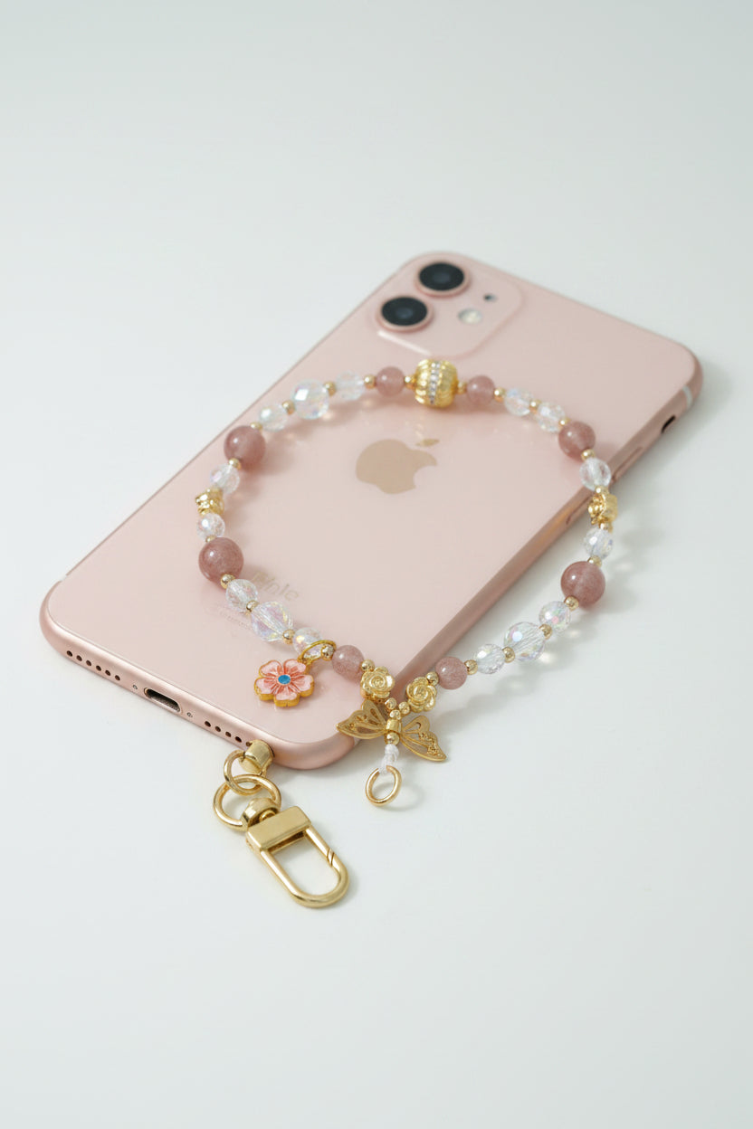 Strawberry Gold Mobile Phone Charm