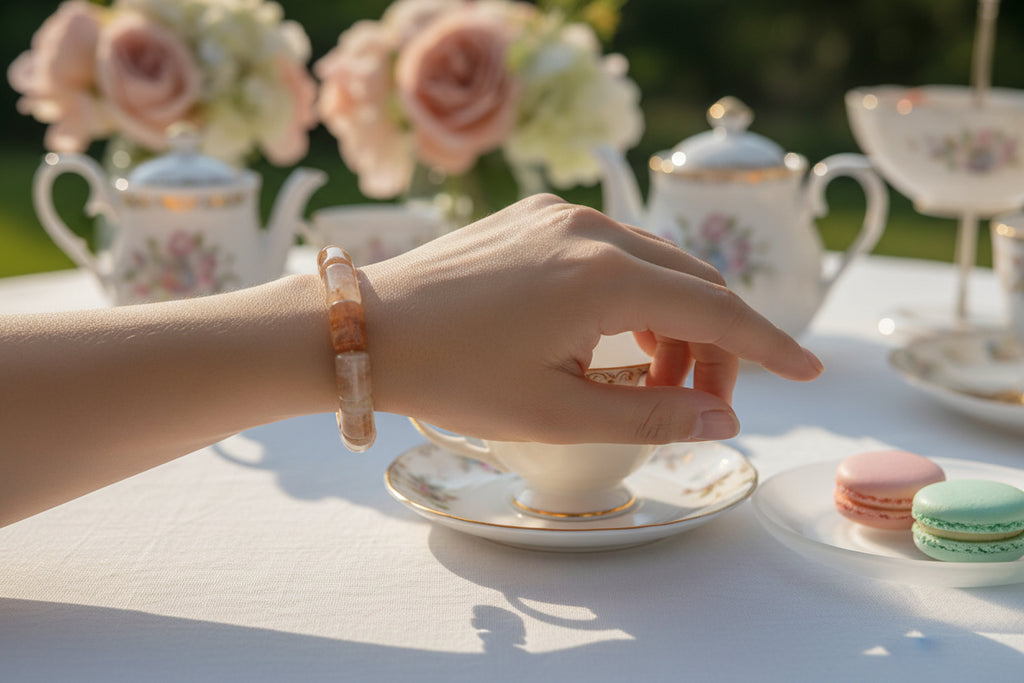 Chalcedony Bracelet with Flower Pattern Bracelet