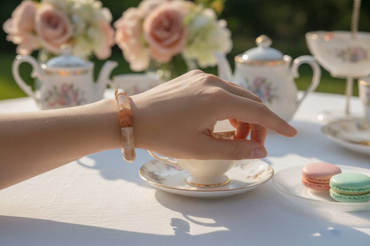 Chalcedony Bracelet with Flower Pattern Bracelet