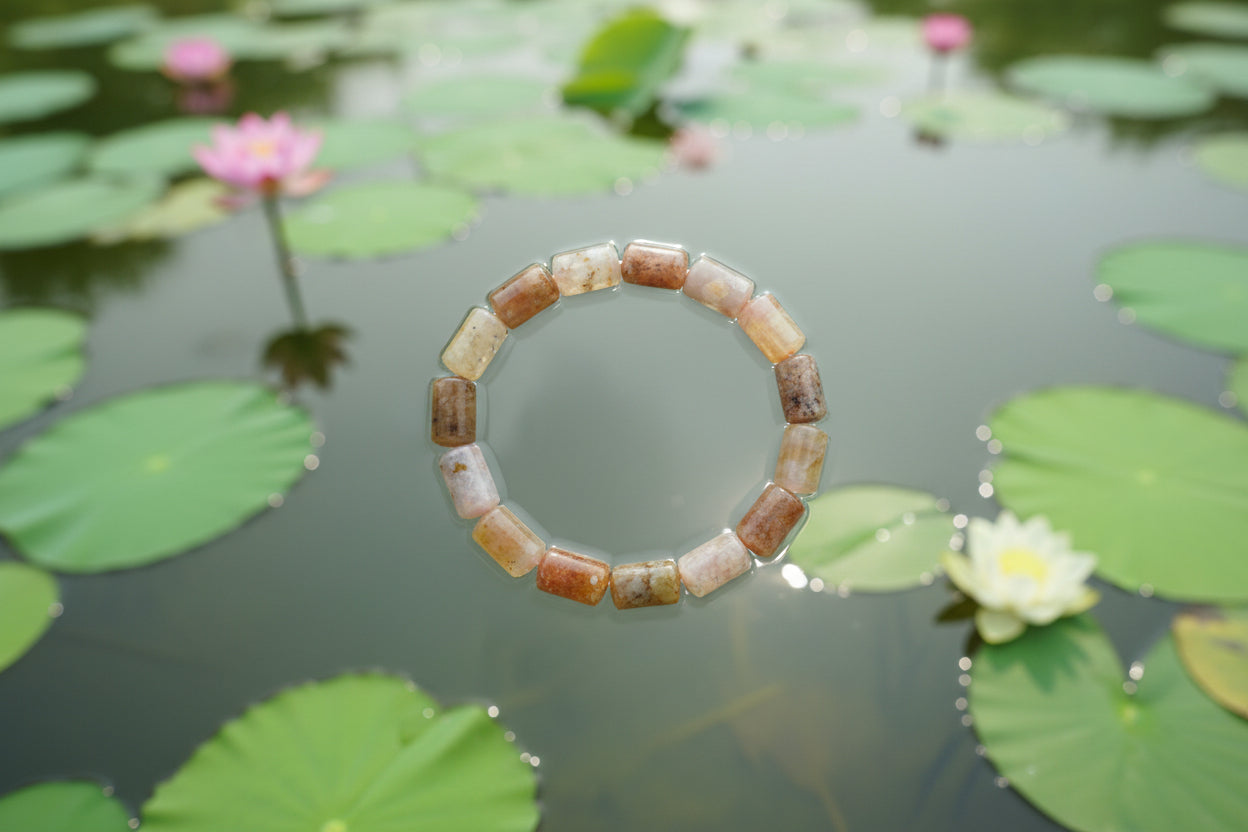 Chalcedony Bracelet with Flower Pattern Bracelet