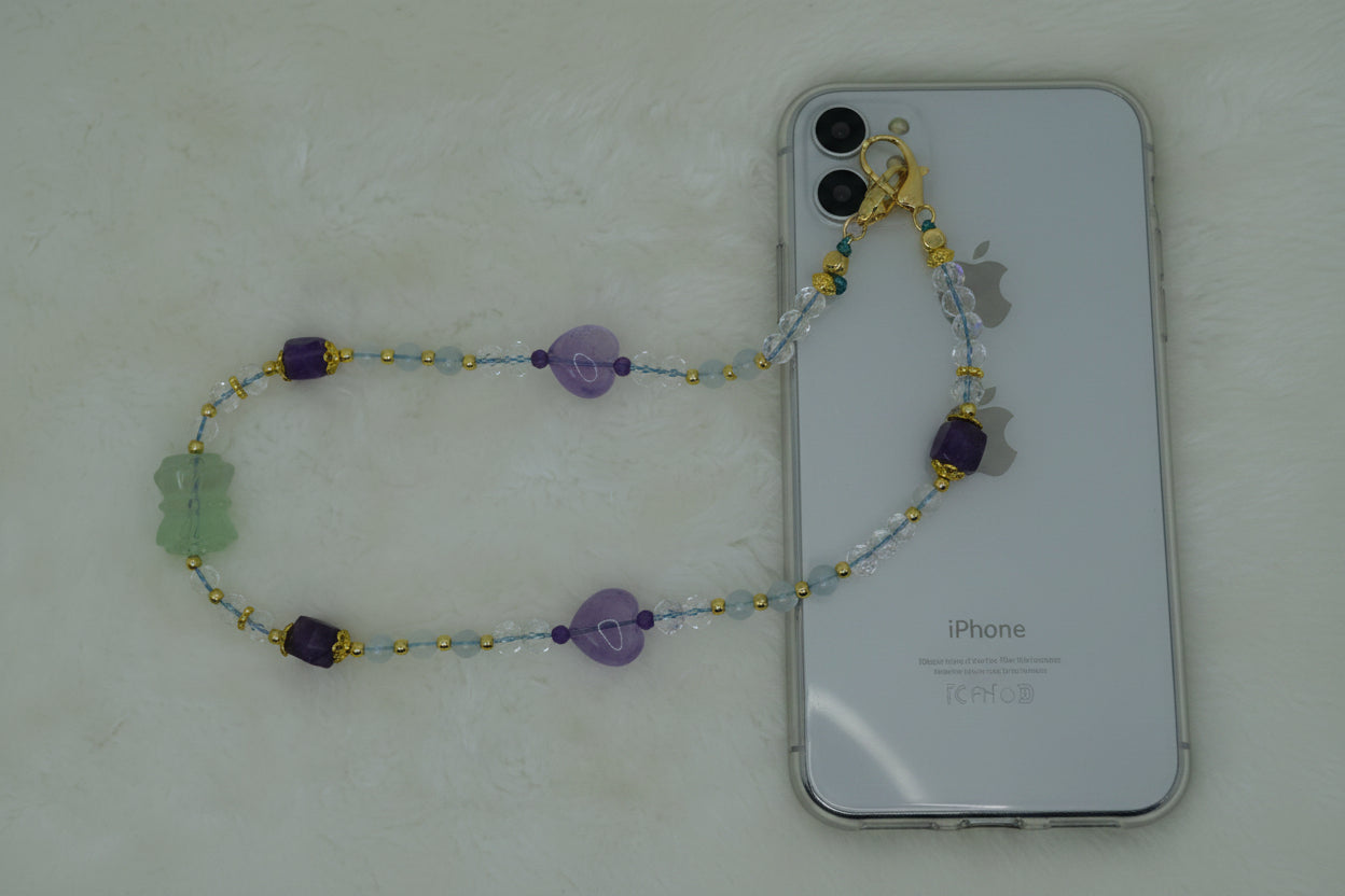 Amethyst and Aquamarine Mobile Phone Bracelet