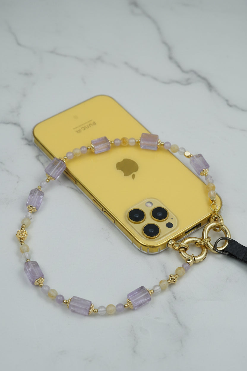 Rectangular amethyst mobile phone charm