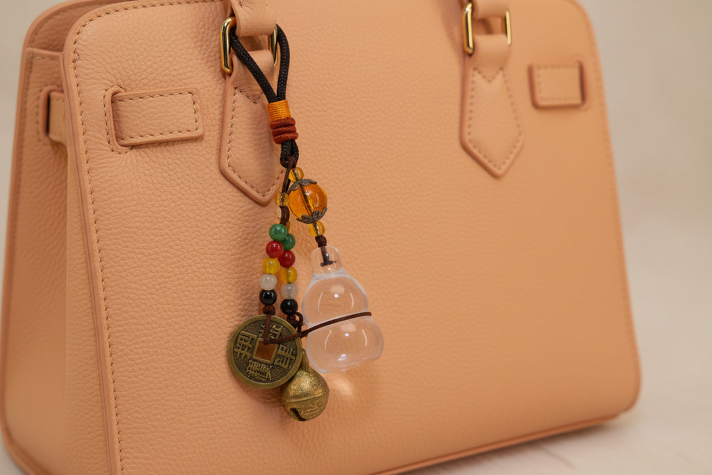 White Crystal Gourd Pendant with Five Emperor Coins