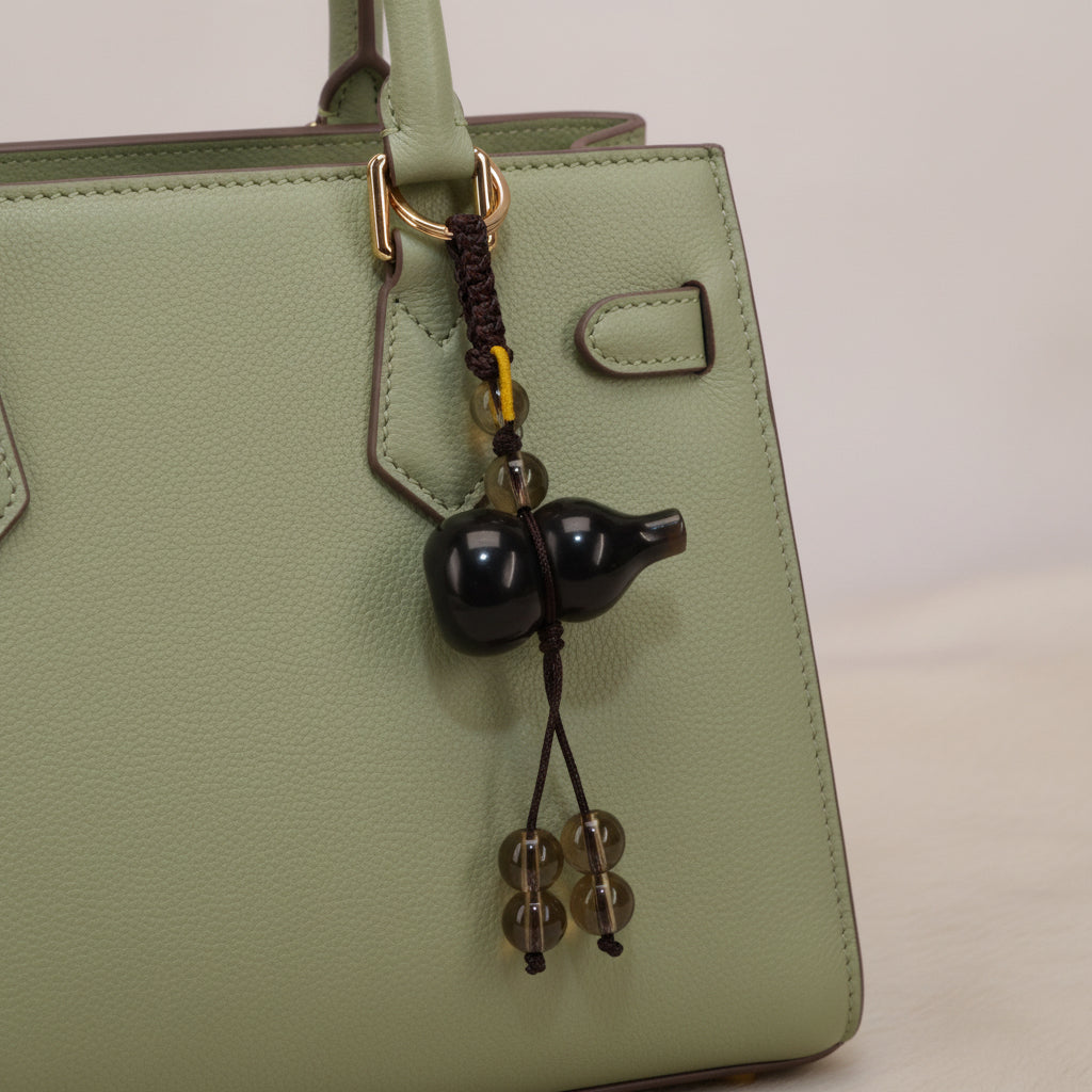 Silver Obsidian Gourd Keychain