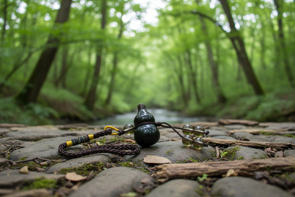 Silver Obsidian Gourd Keychain