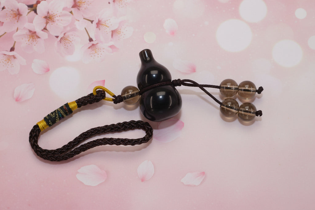 Silver Obsidian Gourd Keychain