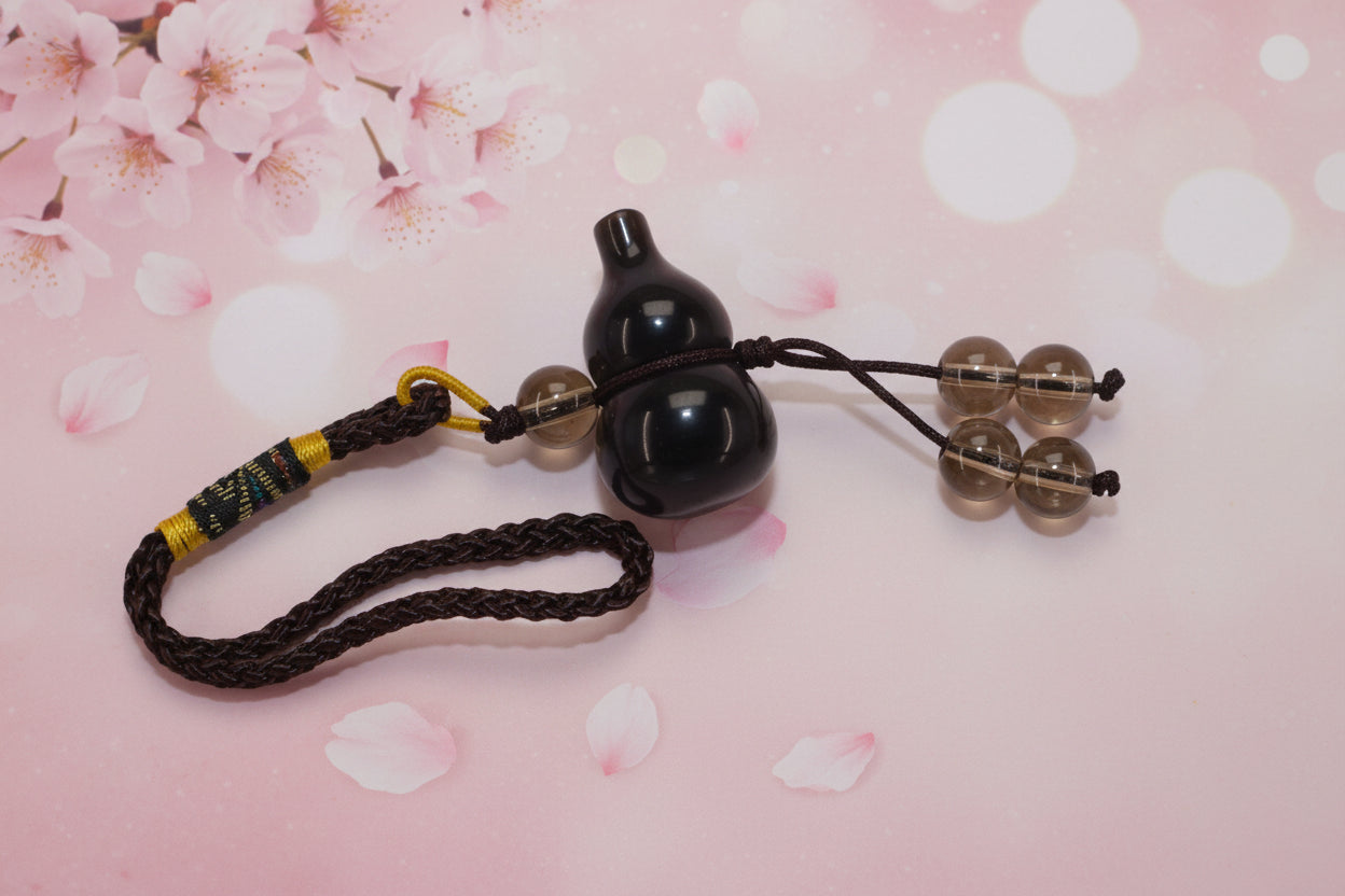 Silver Obsidian Gourd Keychain