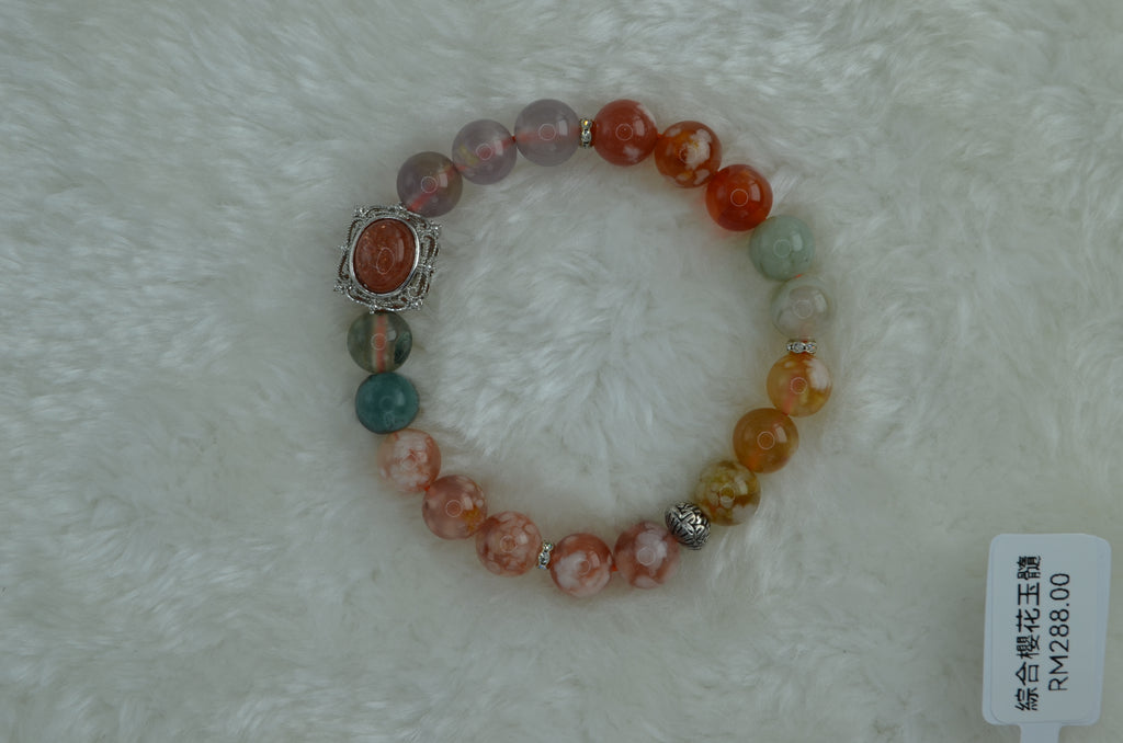 Mixed Cherry Blossom Chalcedony Bracelet