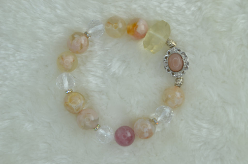 Mixed Cherry Blossom Chalcedony Bracelet
