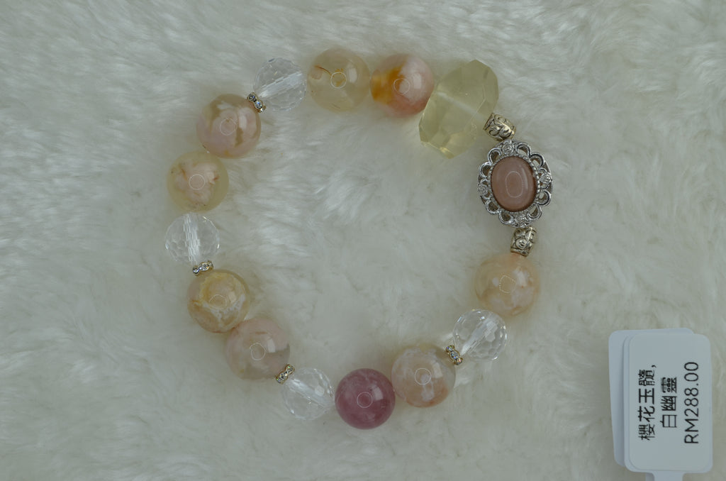 Mixed Cherry Blossom Chalcedony Bracelet
