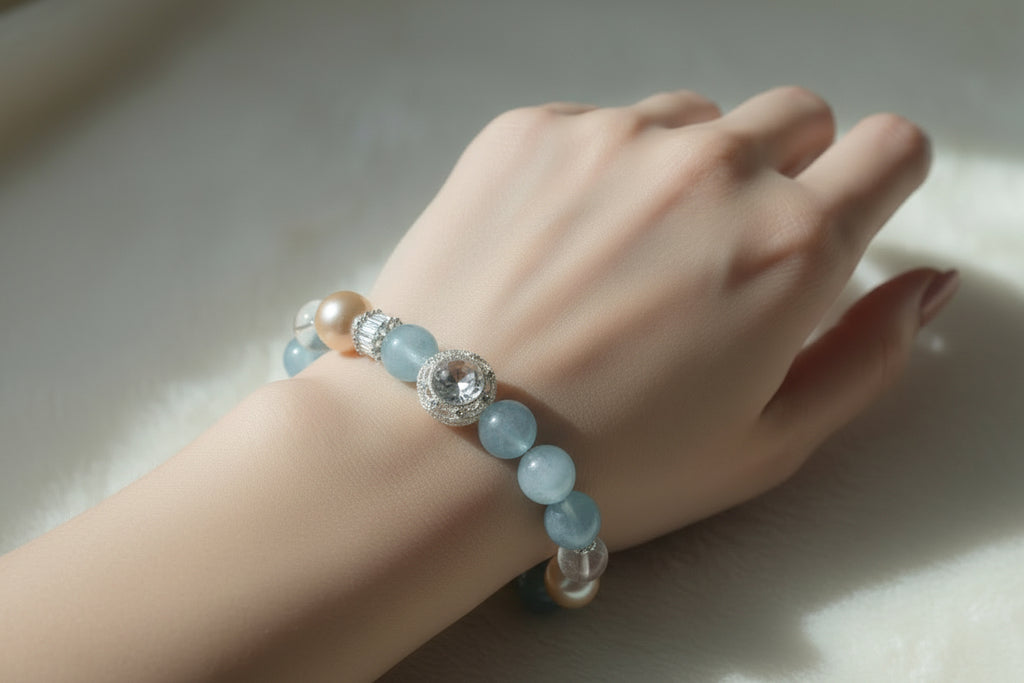 Serenity Aquamarine & Pearl Bracelet