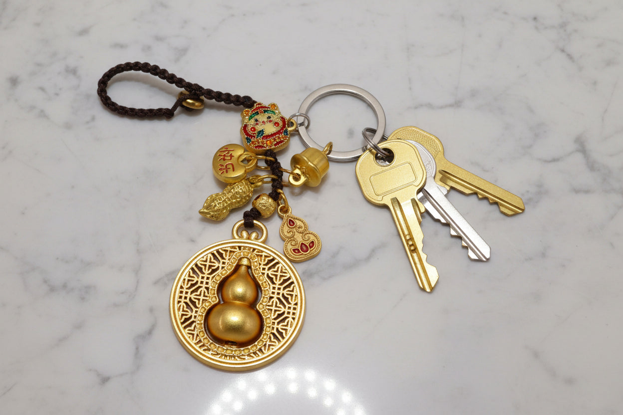 Copper Gourd Good Luck Keychain