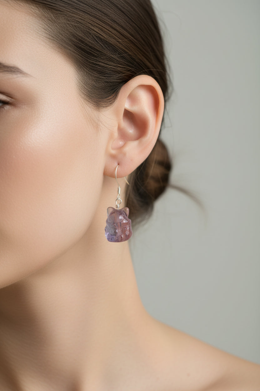 Amethyst Fox Fairy Earrings