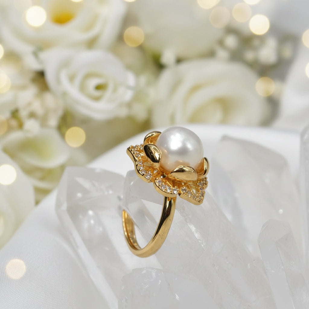 Exquisite 14K Natural Pearl Ring