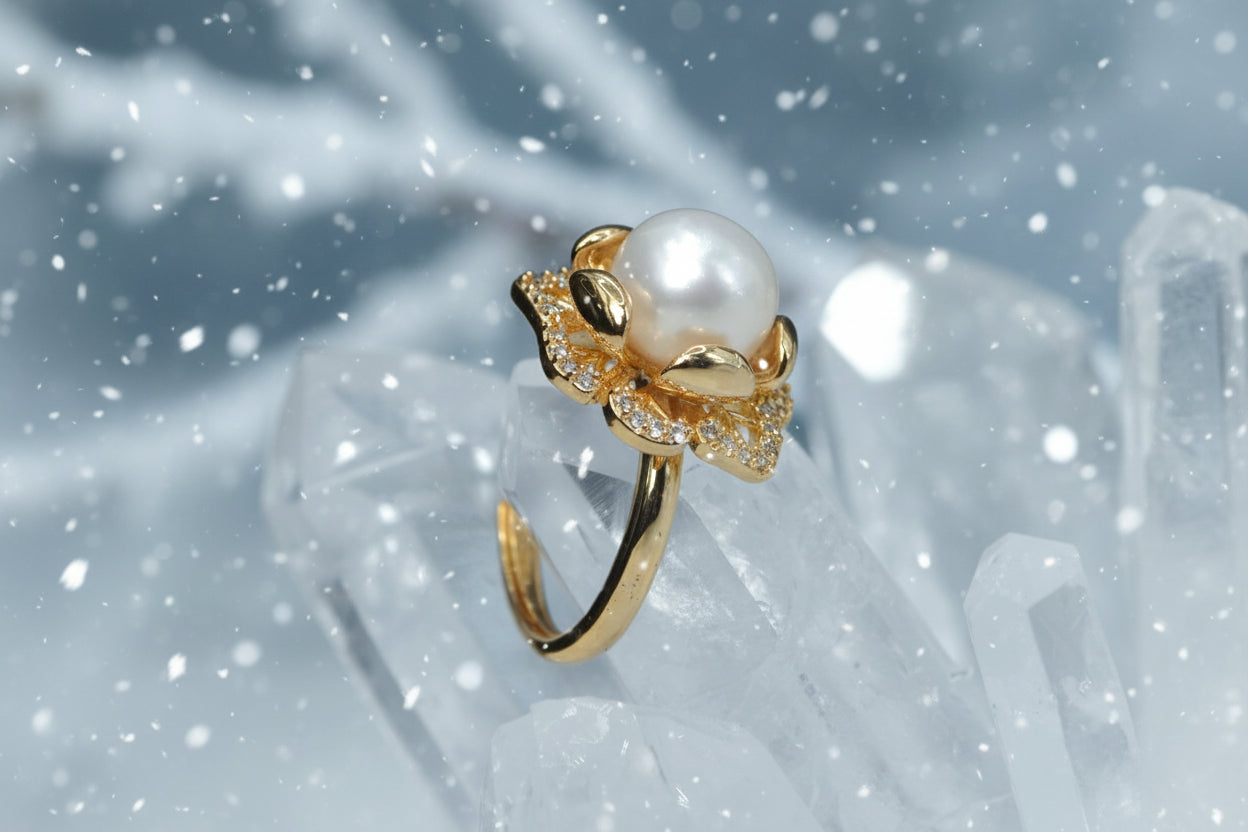 Exquisite 14K Natural Pearl Ring