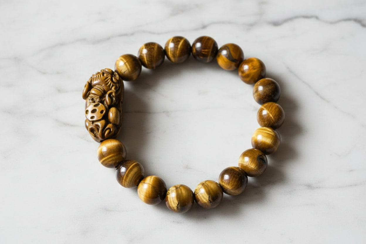 Pixiu Yellow Tiger's Eye Stone Bracelet