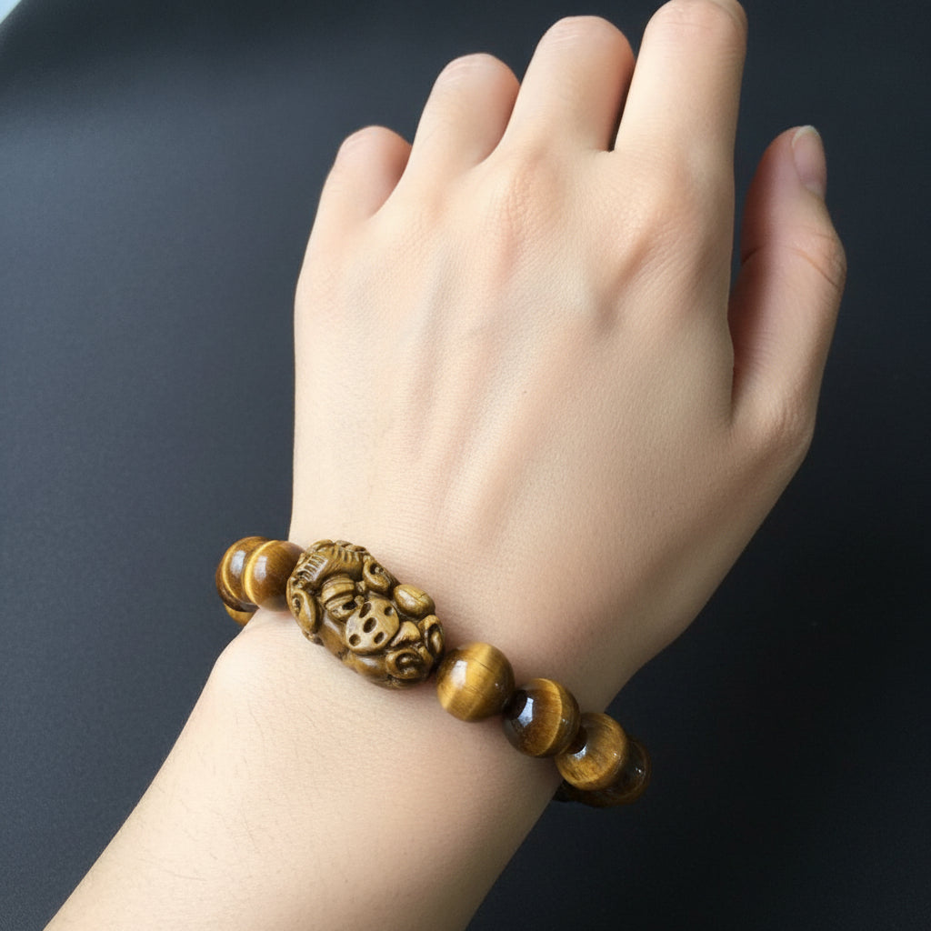 Pixiu Yellow Tiger's Eye Stone Bracelet