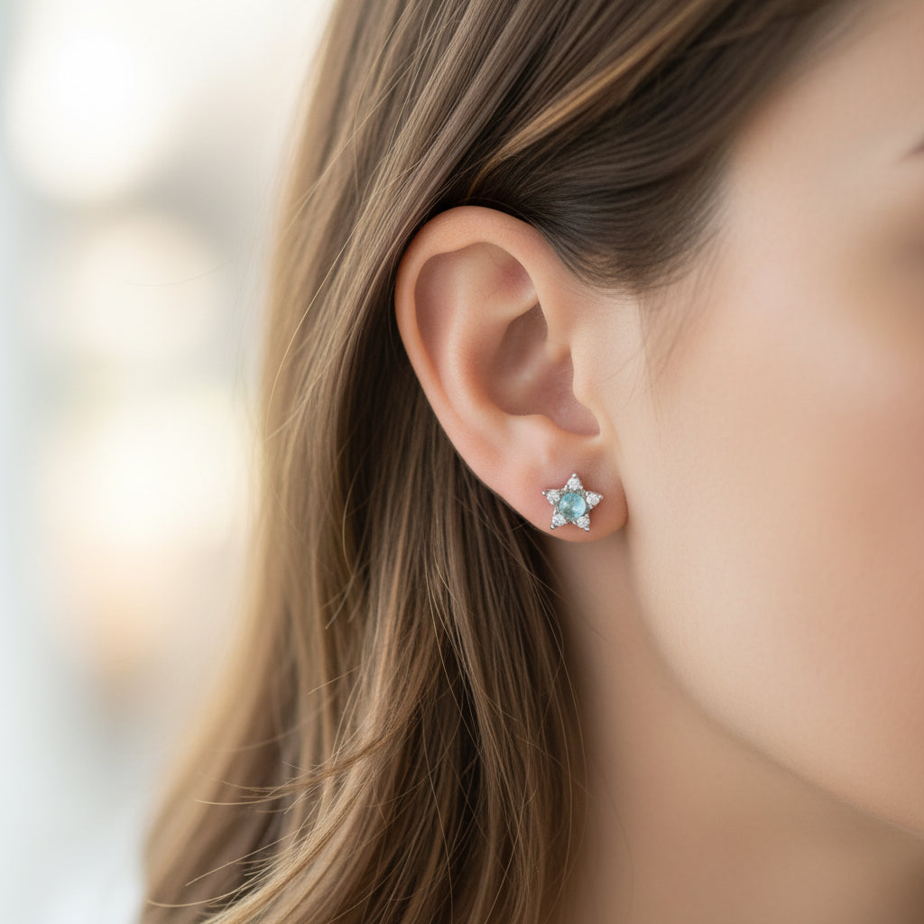 Aquamarine Starburst Earrings